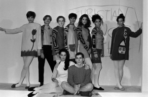 Christian Francis Roth with models at his debut fall 1990 show.