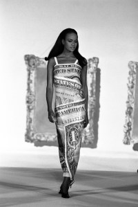A model in a dress from the Christian Francis Roth spring 1991 collection.