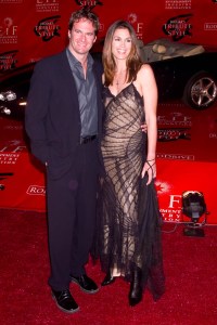 Randy Gerber and Cindy Crawford attend 'Jaguar's Tribute to Style' to Paint Rodeo Drive Red benefit in Santa Monica in 2001.