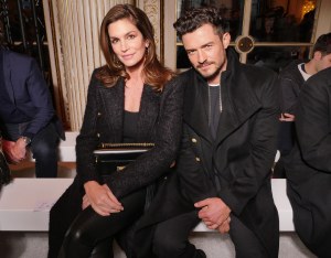 Cindy Crawford and Orlando Bloom in the front row at the Balmain Fall 2018 show.