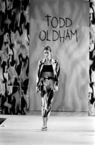 Cindy Crawford on the runway in the Todd Oldham Spring 1994 Ready-to-Wear show.