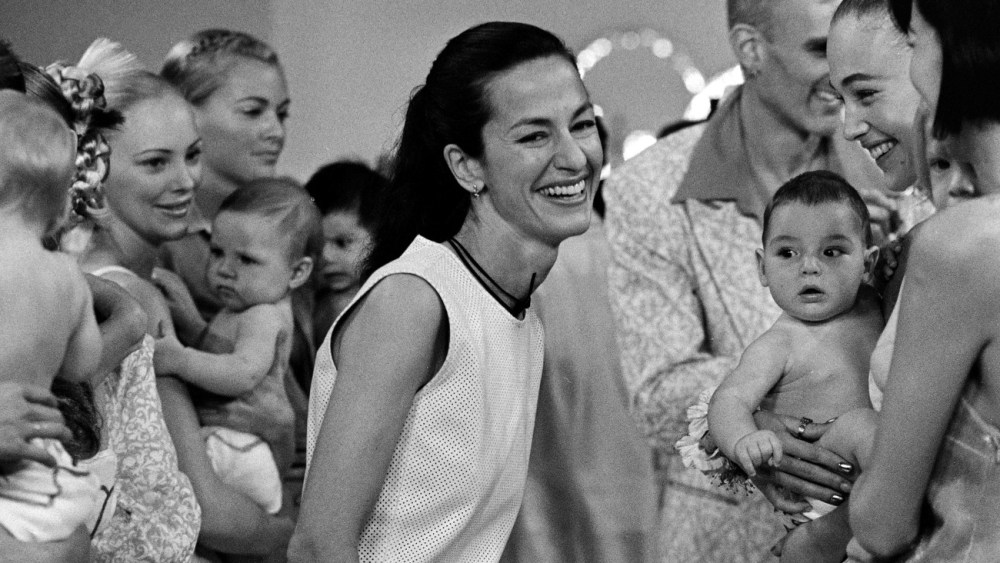 Cynthia Rowley and models during her spring 1996 show.