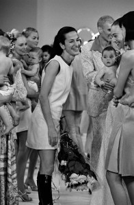 Cynthia Rowley and models during her spring 1996 show.