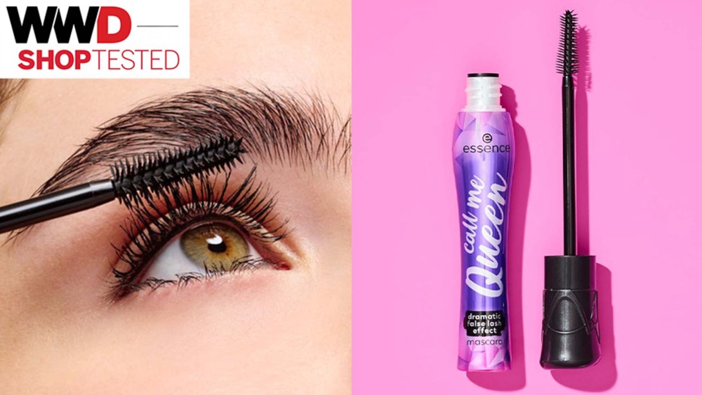 black and green mascara tube and black and blue mascara tube on white background