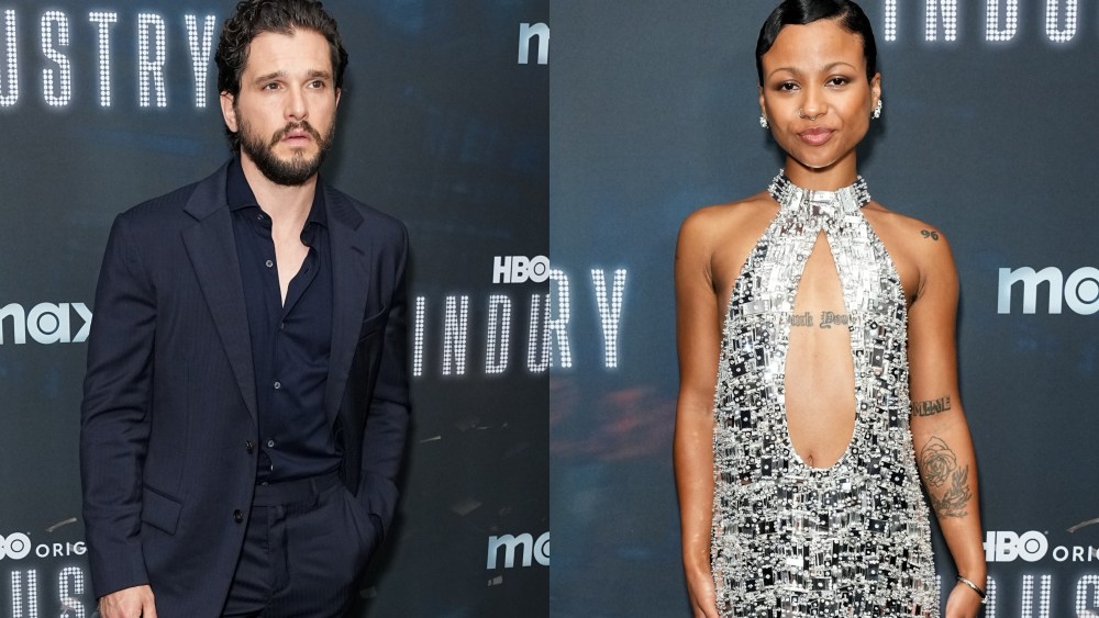Kit Harington, left, Myha'la Herrold, in Miu Miu at right, at HBO's "Industry" Season 3 Premiere on Aug. 5 in New York.