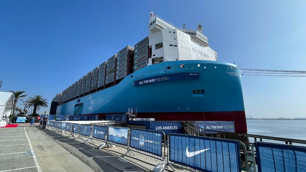 The Alette Maersk container vessel at the Port of Los Angeles.