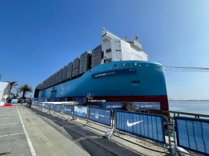 The Alette Maersk container vessel at the Port of Los Angeles.