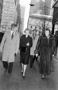 Nancy Reagan and guests visit the Four Seasons, a restaurant in New York City, on March 9, 1989.