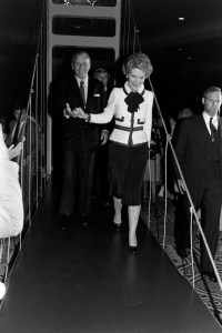 Frank Sinatra and Nancy Reagan attend an event at the Shoreham Hotel in Washington, D.C., on May 7, 1981.