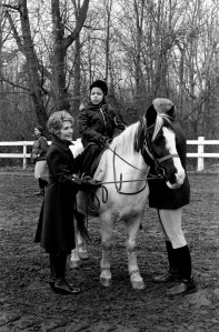 Nancy Reagan with her children horseback riding in Washington D.C.