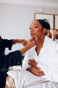 A look at Naomi Ackie getting ready for the LA premiere of Blink Twice.