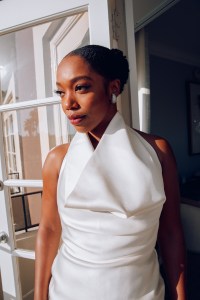 A look at Naomi Ackie getting ready for the LA premiere of Blink Twice.