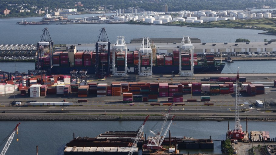 An aerial view of Port Jersey Marine Terminal in Jersey City, United States on July 13, 2024.