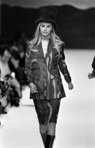 Model Kirsty Hume during the Todd Oldham fall 1995 show.