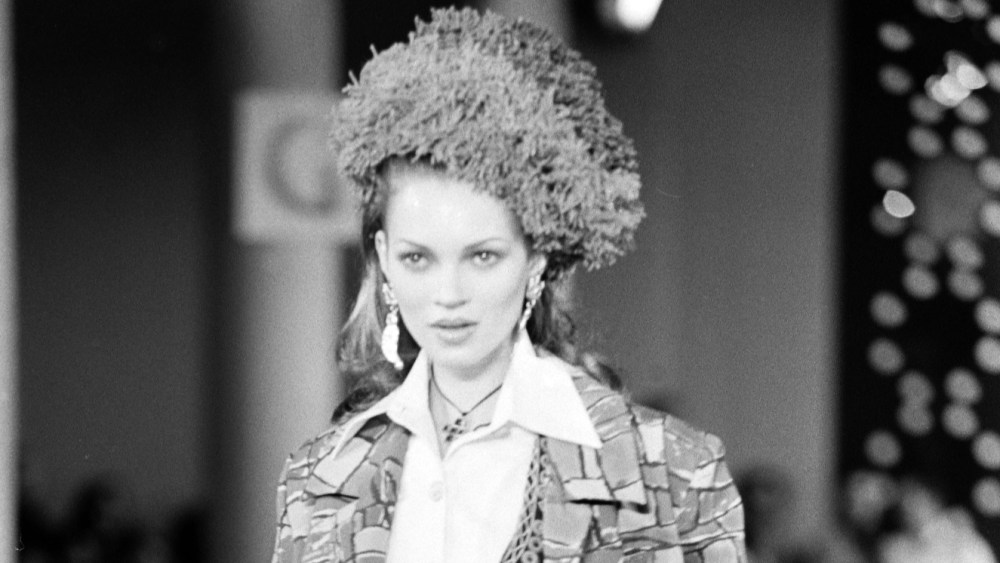 Kate Moss during the Todd Oldham fall 1993 show.