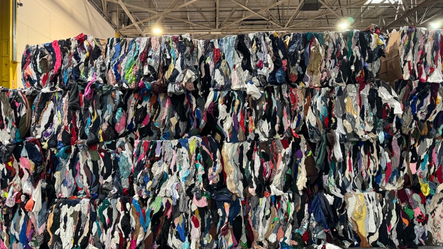 Post-consumer textiles are collected at various locations, including this U.S. charity, and are sent to sorting centers.