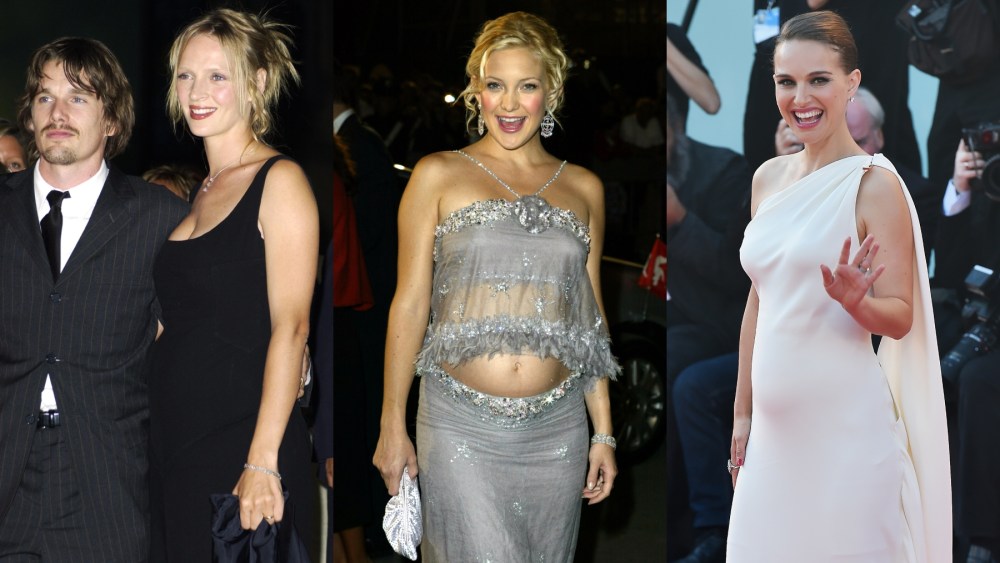 Ethan Hawke, pregnant Uma Thurman, Kate Hudson and Natalie Portman at Venice Film Festival, Dior, Chanel, baby bump, maternity, red carpet