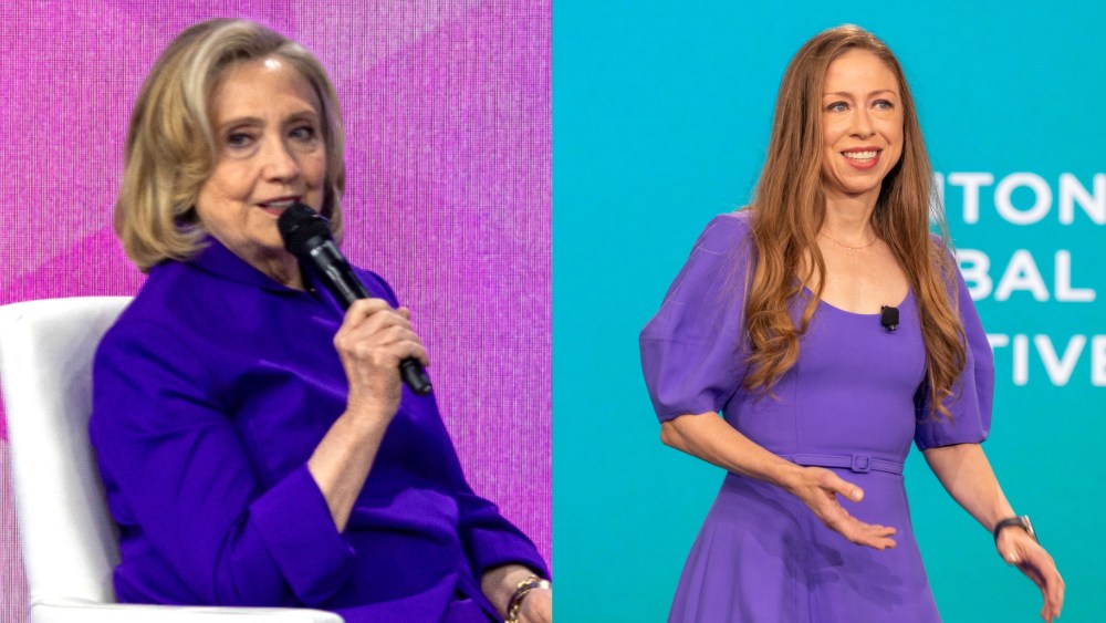 Hillary and Chelsea Clinton speaks on stage during the Clinton Global Initiative (CGI) on September 23, 2024 in New York City.