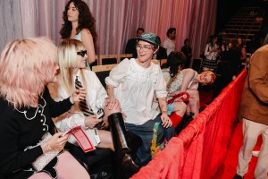 Hayley Williams, Dorian Electra, and Ella Emhoff at Susan Alexandra X Rachel Antonoff Dog Show RTW Spring 2025 as part of New York Ready to Wear Fashion Week held at the Starrett-Lehigh Building on September 6, 2024 in New York, New York.