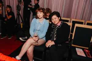 Chloe Toast and Celeste Yim at Susan Alexandra X Rachel Antonoff Dog Show RTW Spring 2025 as part of New York Ready to Wear Fashion Week held at the Starrett-Lehigh Building on September 6, 2024 in New York, New York.