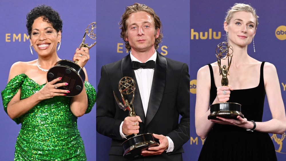 Liza Colón-Zayas, Jeremy Allen White and Elizabeth Debicki at the 2024 Emmy Awards on Sept. 15 in Los Angeles, Dior, Calvin Klein, Christian Siriano