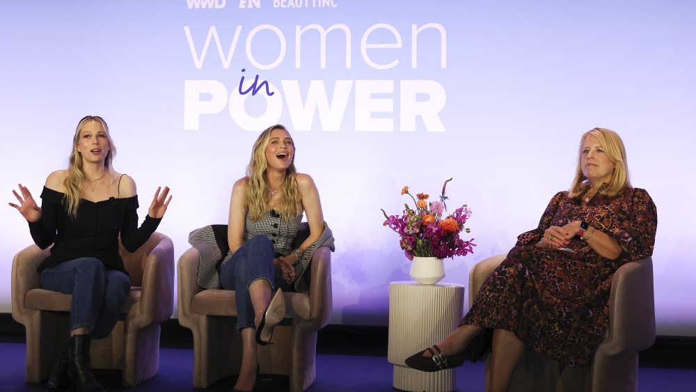 Erin and Sara Foster, Favorite Daughter, with Booth Moore, executive editor west coast WWD, at WWD x FN x Beauty Inc Women in Power 2024