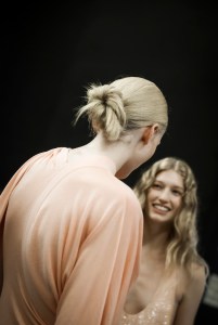 Hairstyle at the Ferragamo spring 2025 fashion show in Milan.
