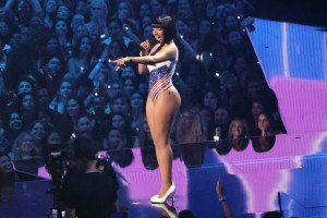 ELMONT, NEW YORK - SEPTEMBER 11: Host Megan Thee Stallion speaks on stage during the 2024 MTV Video Music Awards at UBS Arena on September 11, 2024 in Elmont, New York. (Photo by Arturo Holmes/Getty Images)