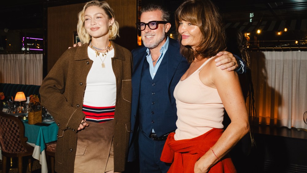 Gigi Hadid, Ramon Mac Crohon and Helena Christensen at the Gigi Hadid & Caviar Kaspia Dinner held at Caviar Kaspia during New York Fashion Week on September 5, 2024 in New York, New York.