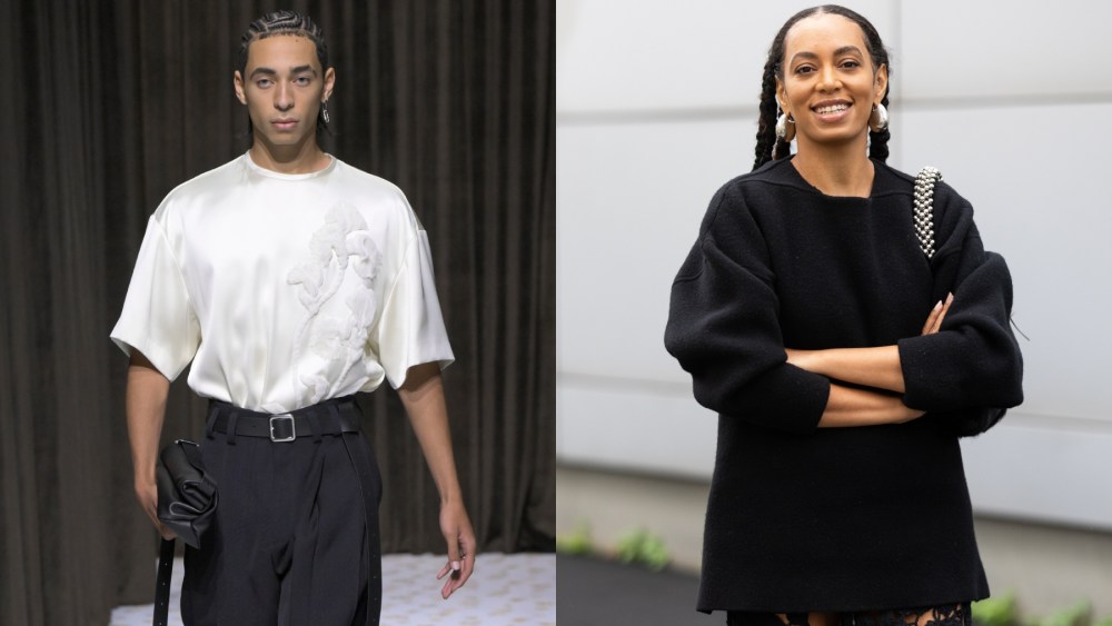 Julez Smith walks the runway at Jil Sander's spring 2025 fashion show on Sept. 18 in Milan; Solange outside Jil Sander's spring 2025 show on Sept. 18 in Milan, Beyoncé, nephew, model, fashion week