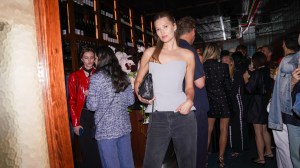 Toni Garrn at the Net-a-Porter NYFW Cocktail Party.