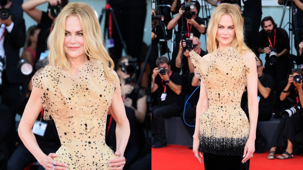 Nicole Kidman attends the red carpet premiere of "Babygirl" during the 2024 Venice Film Festival on Aug. 30, Schiaparelli, Roberto Coin