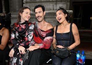Isabelle Chaput, Nelson Tiberghien and Stephanie Hui at the Prabal Gurung Spring 2025 Ready-to-Wear show.