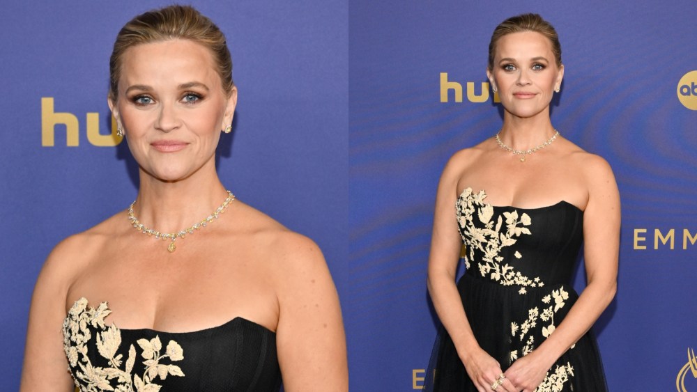 Reese Witherspoon at the 2024 Emmy Awards on Sept. 15 in Los Angeles, red carpet, Dior
