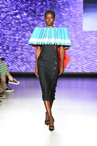 A model walks the runway for Marina Lamphier during the 17th annual Supima Design Competition at The Prince George Ballroom on September 05, 2024 in New York City.