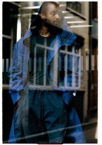 Samuel Ross showcasing a look from the first collection under his industrial design practice SR_A 