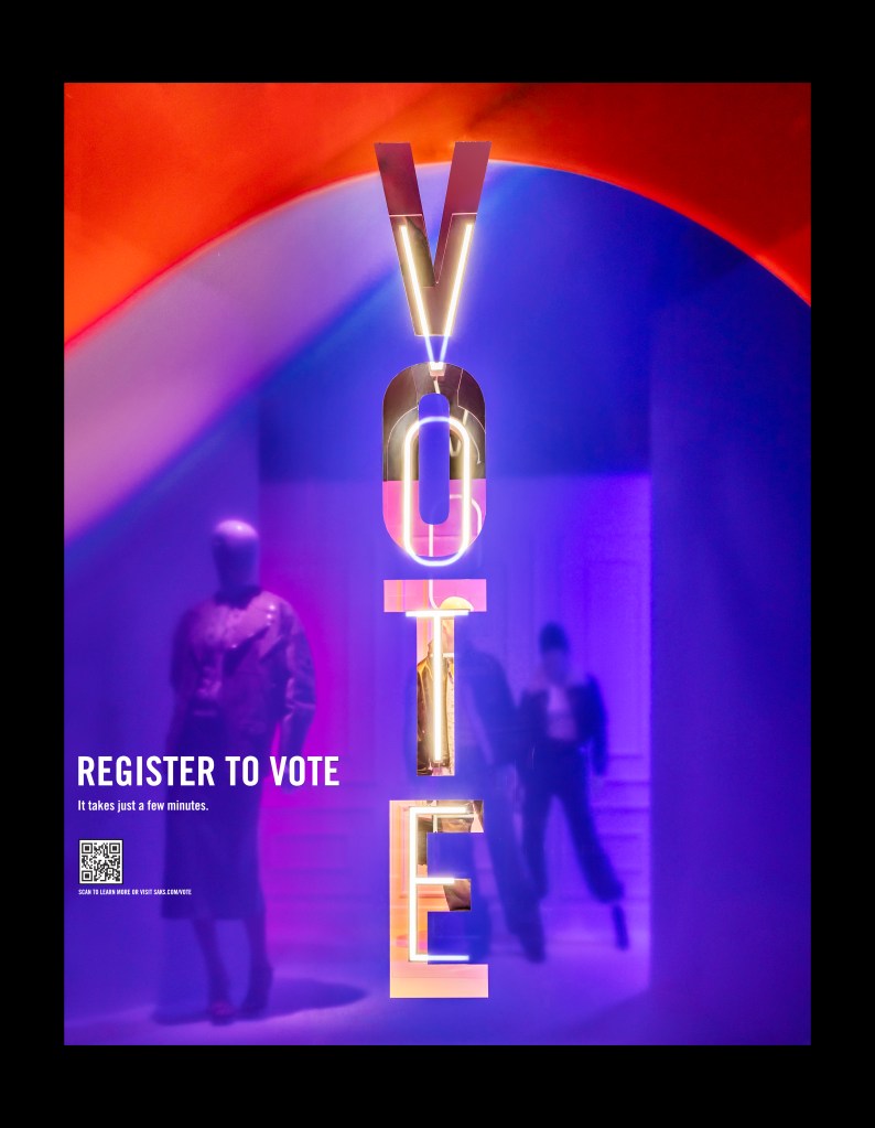 Saks is encouraging flagship visitors to register to vote.
