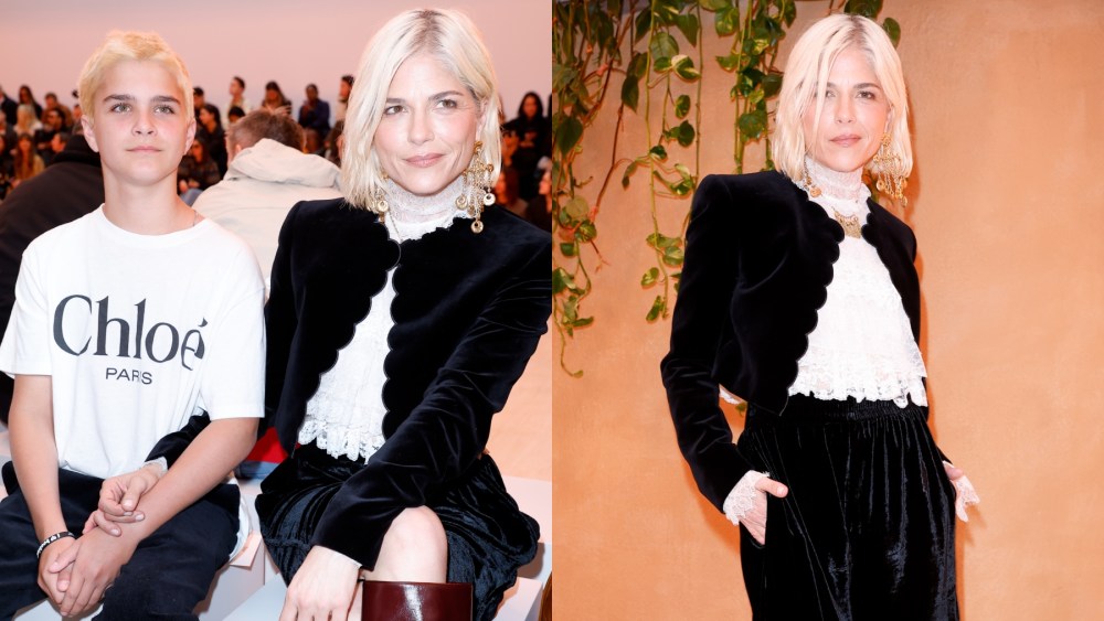 Selma Blair and her son Arthur Saint Bleick at Chloé's spring 2025 fashion show on Sept. 26 in Paris, runway, front row, boho, fashion week
