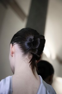 Hairstyle at the Sportmax spring 2025 fashion show in Milan.