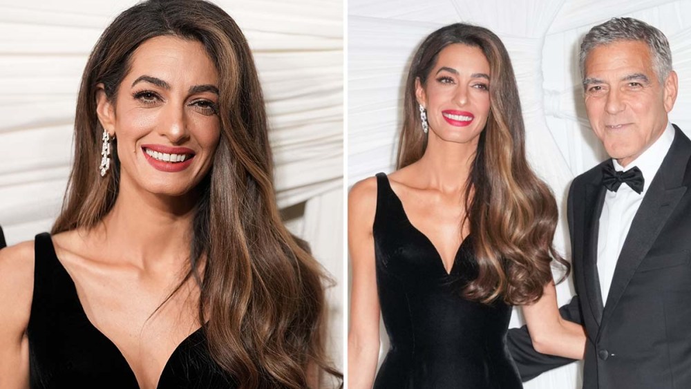 Amal Clooney,  Atelier Versace black dress, the Albies, George Clooney, New York, Amal Clooney, George Clooney at The Albies, Clooney Foundation for Justice - Arrivals on September 26, 2024 in New York, New York.