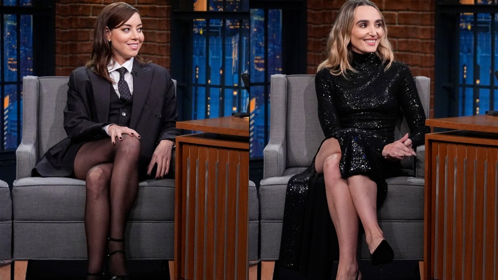 aubrey plaza, chloe fineman, michael kors collection, late night with seth meyers