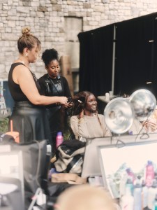 Backstage at the Collina Strada Spring 2025 ready-to-wear show at New York Fashion Week.