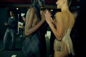 Backstage at Mugler Spring 2025 Ready-to-Wear Collection at Paris Fashion Week