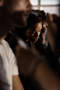 Backstage at the Off-White spring 2025 ready-to-wear show at New York Fashion Week.