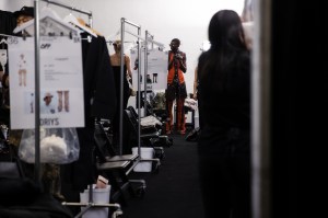 Backstage at the Off-White spring 2025 ready-to-wear show at New York Fashion Week.