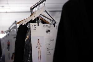 Backstage at the Off-White spring 2025 ready-to-wear show at New York Fashion Week.