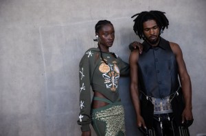 Backstage at the Off-White spring 2025 ready-to-wear show at New York Fashion Week.