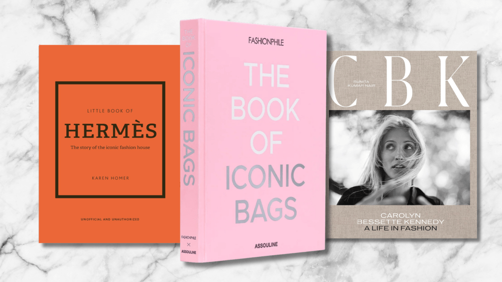 black and white coffee table book with image of Kate Moss