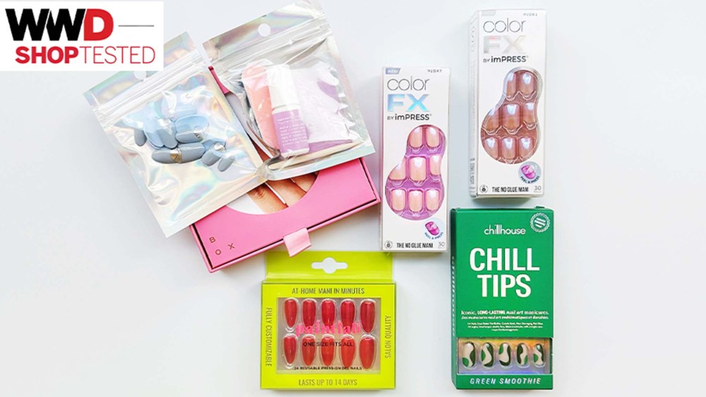 silver french tip press-on nail kit