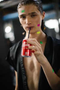Backstage at Moschino Spring 2025 Ready-To-Wear Collection at Milan Fashion Week